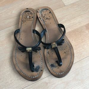 Tory Burch Flip Flop Sandals Black Size 7 1/2‎